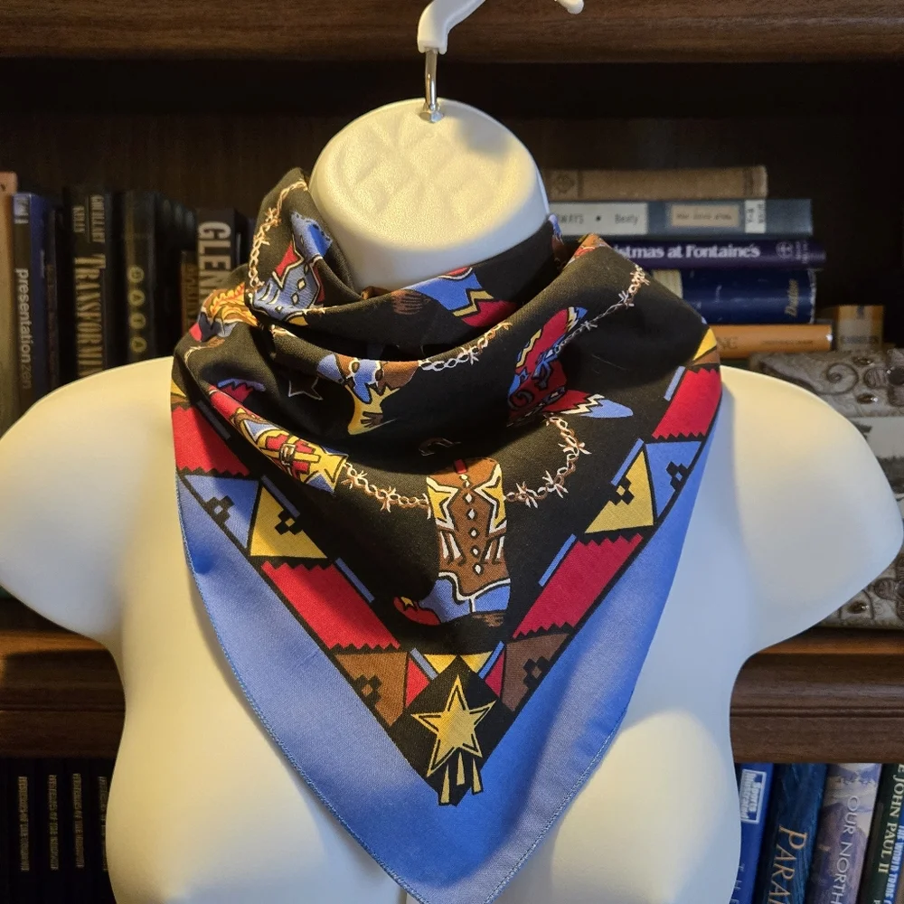 Western-Themed Scarf – Cowboy Boots & Stars – 21